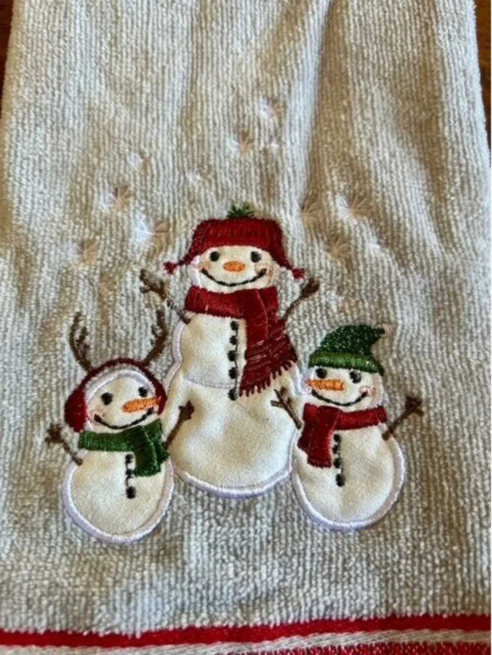 St. Nicholas Square Holiday Snowman Embroidered Hand Towel